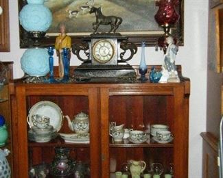 Lamps ,Clock, Set of china.Nice book case