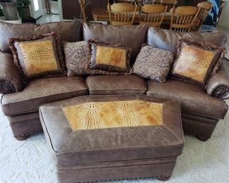 Leather Sofa with Cayman Accents
