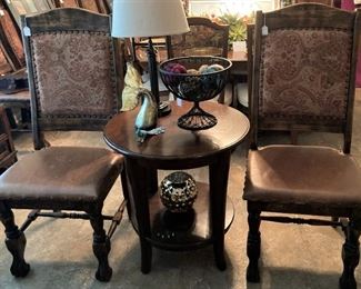 Matching chairs; 2-tier side table