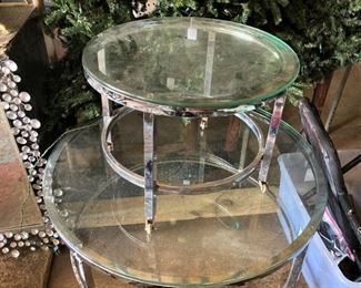 Chrome tables with glass tops
