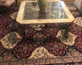 Iron and glass coffee table 