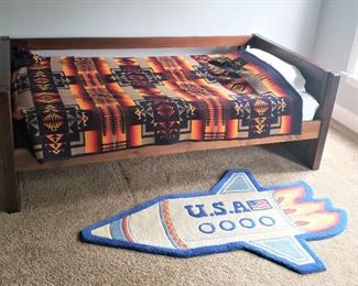 Twin Size Bed with Rug