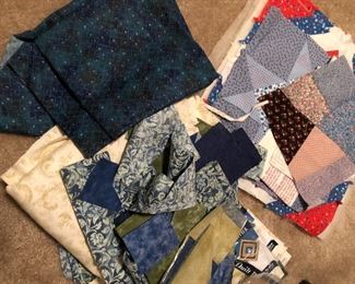 precut pieces and hand sewn squares for quilts