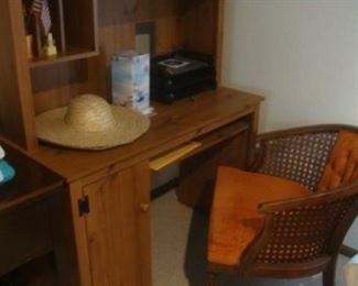 Desk with caned chair