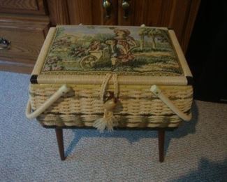 Sewing stand with tapestry lid