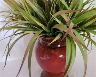 Brick Red Vase with Artificial Greenery