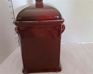 Brick Red Home Decor with lid 12 " tall