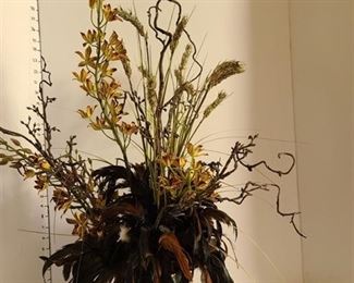 Floral Arrangement in Clay Pot, appx 32" tall