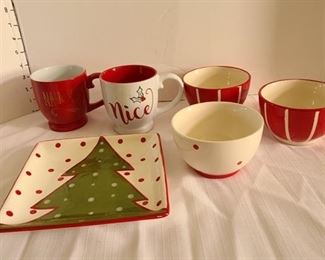 Holiday Bowls, Mugs, Plate