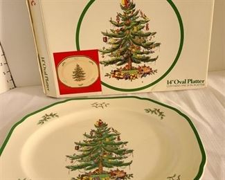 Spode Christmas Tree 14" Oval Platter in Box