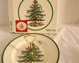 Spode Christmas Tree Tidbit Tray in Box