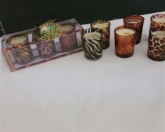 Assorted animal print candles