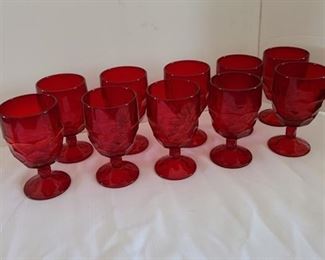 10 Georgian Water Goblets by Viking Ruby Red Set