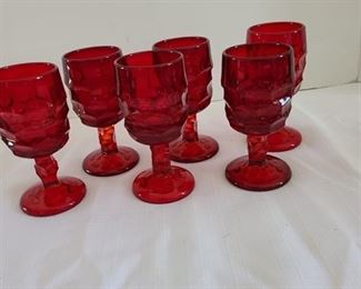 Six Smaller Georgian Ruby Red Glasses by Viking