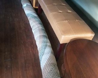 Braided rug/upholsteted bench