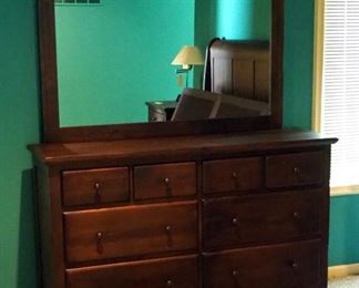 Daniel's Amish Solid Wood 8-Drawer Dresser With Mirror, 78.5" x 63.5" x 19"