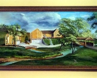 Original Oil Painting On Canvas, Signed "DW", Depicting Boats In Harbor Scene, In Wood Frame 28" x 23",