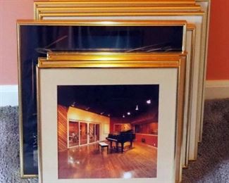 Gold Tone Framed Under Glass Sound Studio Prints, Various Sizes, Qty 11