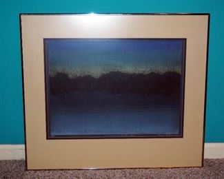Framed Matted Under Glass Pennsylvania Winter Sky, By Nora McDonald, Number 41/90, 26.5" x 30.5"