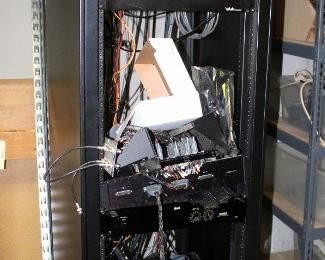 Stantron Rolling Server Rack, 82" x 23.5" x 25.5", Includes, Hear Technologies Hub, Telos 100, Yamaha Power Amp P2075, And More