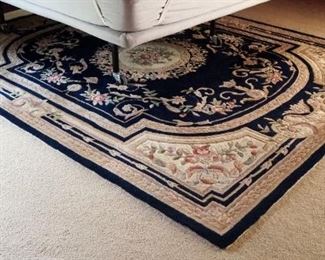 Royal Palace Handmade Tuscany Style Navy Rug, 8' x 10', And Accent Rugs, 34" x 19", Qty 2