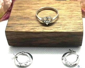 Silver Earrings and Ring