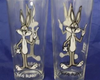 69 - 2 1973 Pepsi Collector series Bugs Bunny glasses 6 1/4" tall
