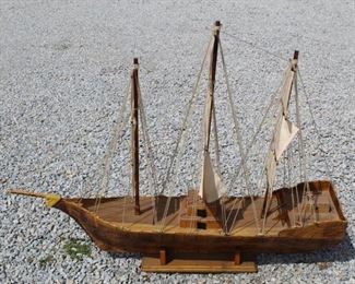 94 - Matchstick three mast boat model 50 x 40 x 10
