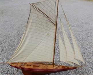 97 - Vintage sailboat model on stand 59 x 60 x 8
