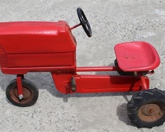 98 - Red painted metal pedal tractor 24 x 33
