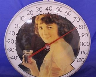 122 - 1984 Coca-Cola "Retro Style" Thermometer 11 1/2 round
