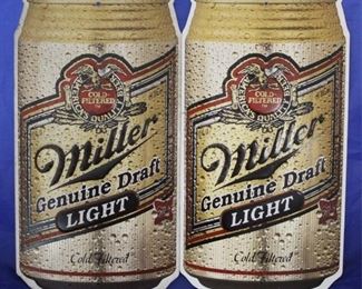 131 - Lot of 2 Miller Beer Metal Signs 8 1/2 x 15
