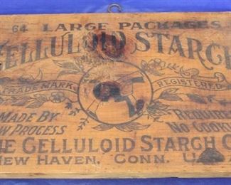 158 - Celluloid Starch wood sign 8 1/2 x 13
