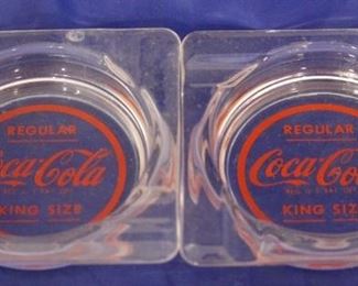 186 - Pair vintage Coca - Cola glass ash trays
