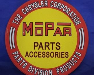 221 - Chrysler Mopar metal sign 11 1/2" round
