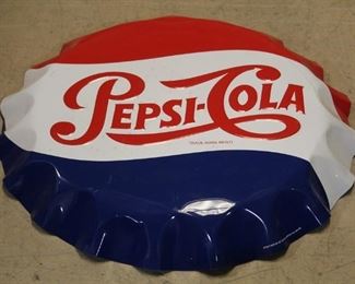 233 - Pepsi - Cola metal bottle cap sign 22" round
