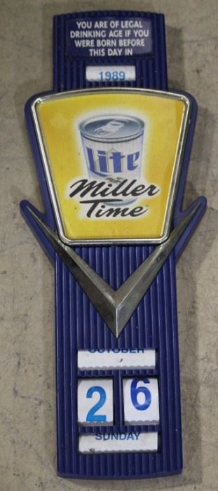 267 - Miller Time plastic thermometer 19 x 7 1/4
