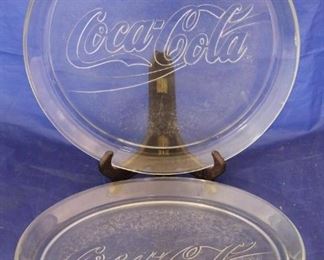 309 - 2 Coca - Cola glass platters - 13" round
