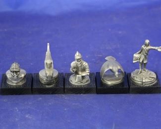 326 - 5 Franklin Mint miniature pewter hood ornaments
