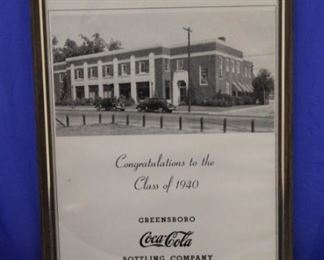 348 - Framed Class of 1940 Coca-Cola print 12 x 9 1/2
