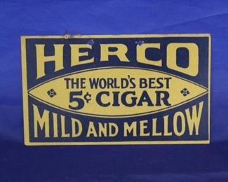 350 - Herco Milk and Mellow Cigars cardboard sign 4 x 7
