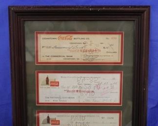 353 - Framed set of 3 Coca-Cola checks 16 1/2 x 13 1/2
