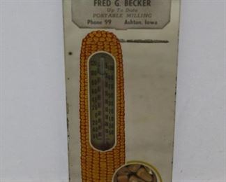 377 - Fred G Becker Milling mirror / thermometer 8 x 3
