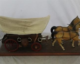 400 - Vintage stagecoach w/ horses lamp 24" long
