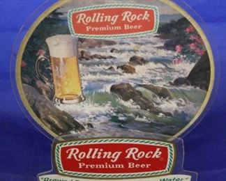 415 - Rolling Rock Beer plastic napkin holder 7 1/2" tall

