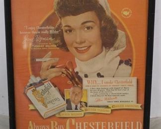 451 - Vintage Chesterfield cigarettes framed ad 14 x 11
