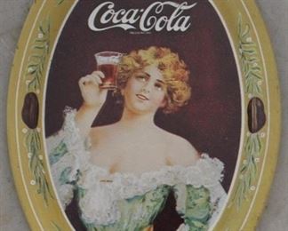 486x - Coca - Cola oval metal change tray 6 x 4 1/4
