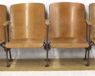 525 - Row of 4 theater wooden seats 32 x 86 1/2 x 17
