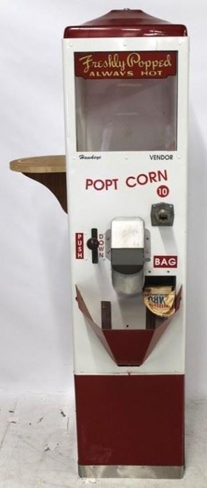 539 - Hawkeye Popcorn vending machine 60 x 20 1/2 x 14 1/2
