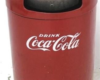 542 - Coca - Cola dome top metal trash can 30" tall
